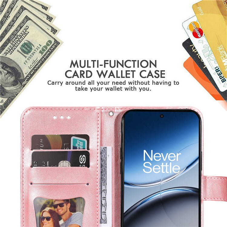 For OnePlus Nord 4 Case PU Leather Wallet Floral Phone Cover Stand View - Pink