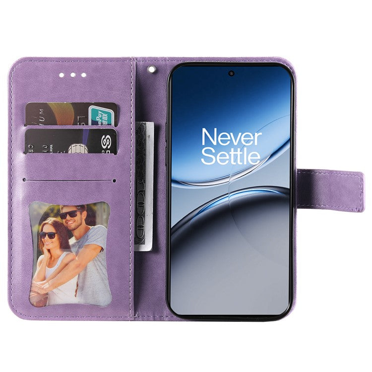 For OnePlus Nord 4 Case PU Leather Wallet Floral Phone Cover Stand View - Purple