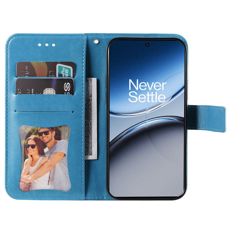 For OnePlus Nord 4 Case PU Leather Wallet Floral Phone Cover Stand View - Blue