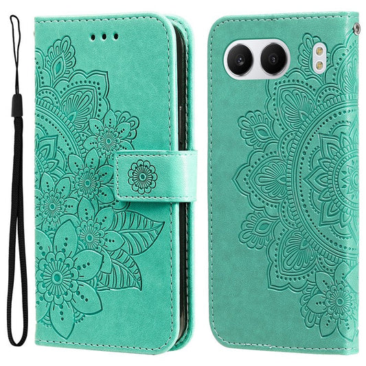For OnePlus Nord 4 Case PU Leather Wallet Floral Phone Cover Stand View - Green