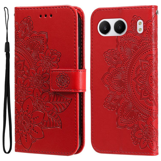 For OnePlus Nord 4 Case PU Leather Wallet Floral Phone Cover Stand View - Red