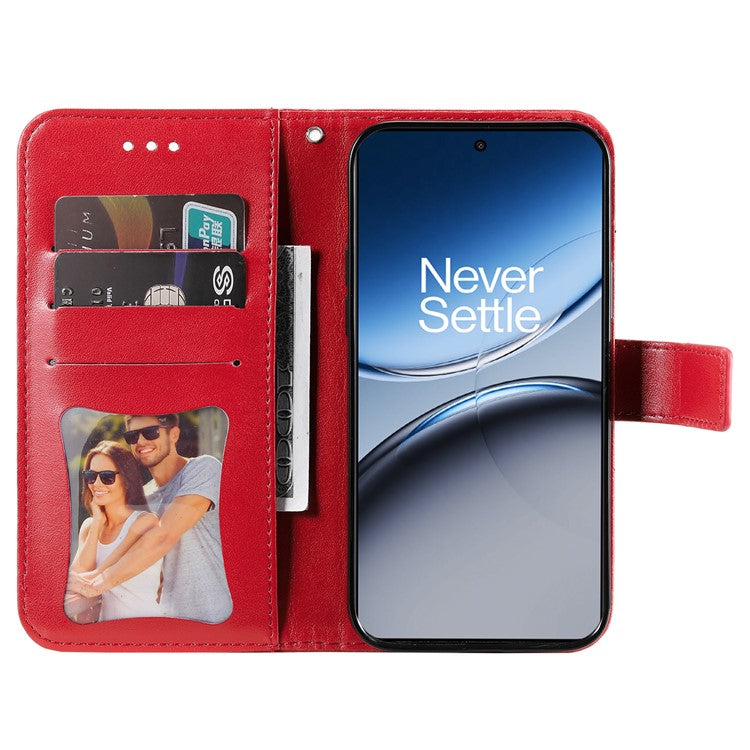 For OnePlus Nord 4 Case PU Leather Wallet Floral Phone Cover Stand View - Red