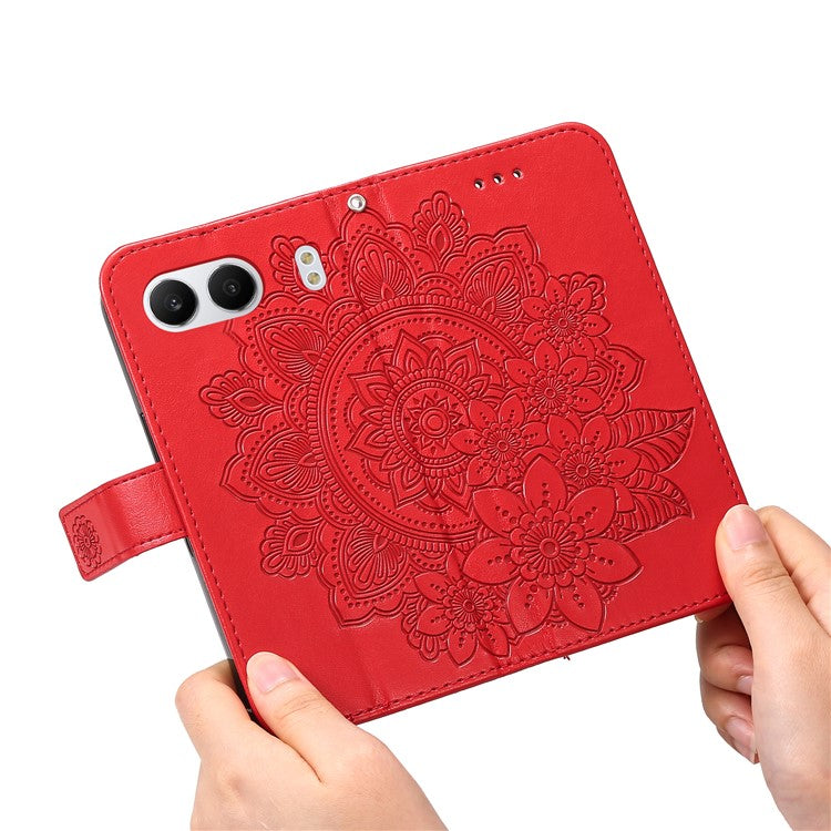 For OnePlus Nord 4 Case PU Leather Wallet Floral Phone Cover Stand View - Red