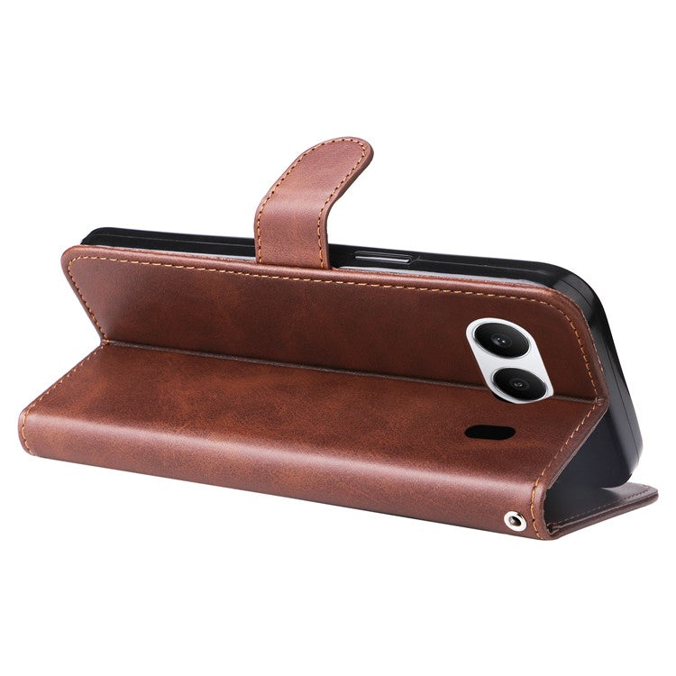 For OnePlus Nord 4 Case Zipper Wallet Calf Texture PU Leather Phone Cover - Brown