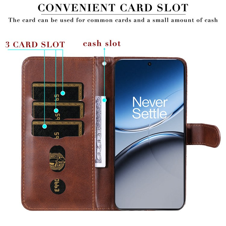 For OnePlus Nord 4 Case Zipper Wallet Calf Texture PU Leather Phone Cover - Brown