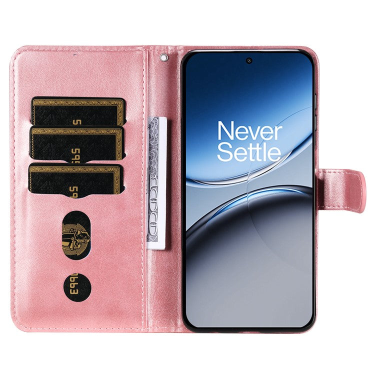 For OnePlus Nord 4 Case Zipper Wallet Calf Texture PU Leather Phone Cover - Pink