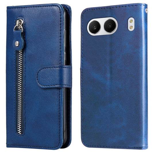 For OnePlus Nord 4 Case Zipper Wallet Calf Texture PU Leather Phone Cover - Blue