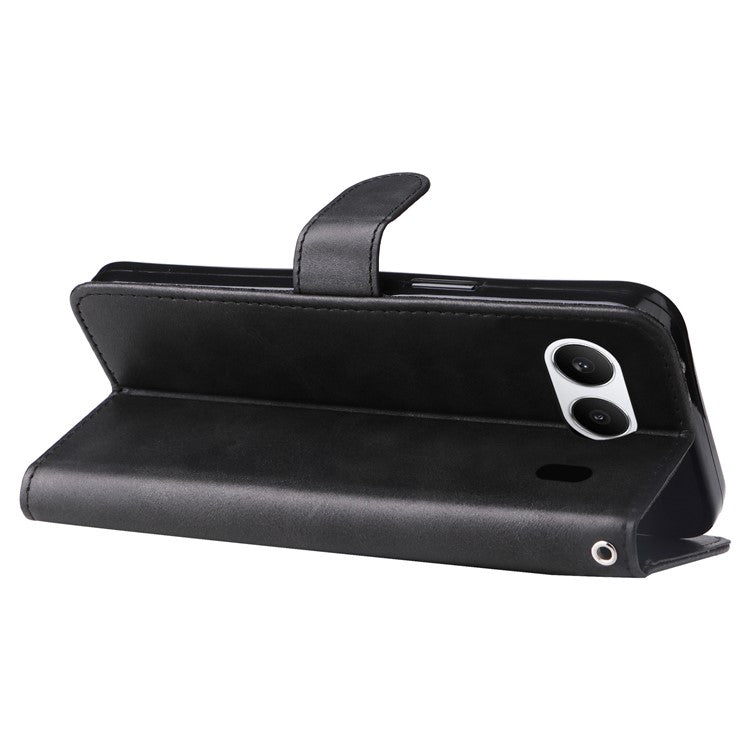 For OnePlus Nord 4 Case Zipper Wallet Calf Texture PU Leather Phone Cover - Black