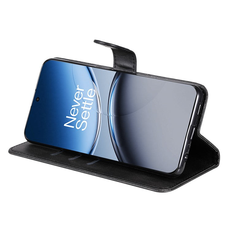 For OnePlus Nord 4 Case Zipper Wallet Calf Texture PU Leather Phone Cover - Black