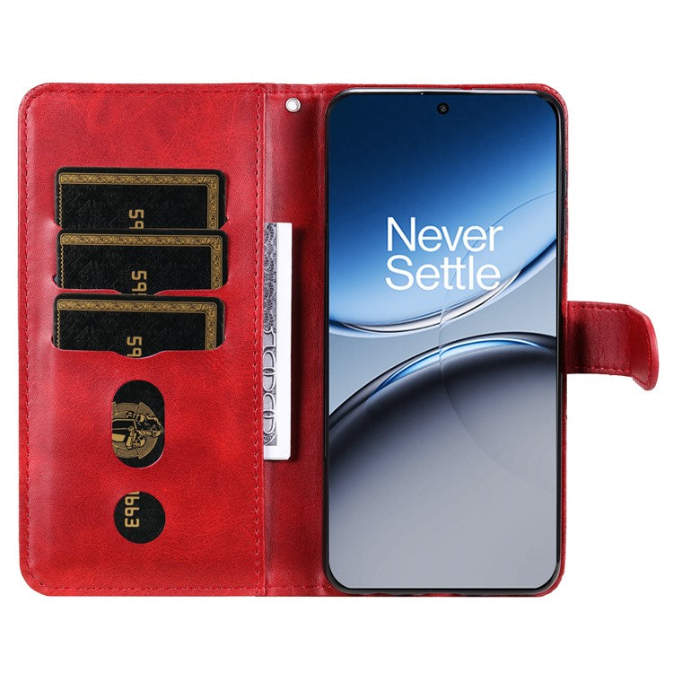 For OnePlus Nord 4 Case Zipper Wallet Calf Texture PU Leather Phone Cover - Red