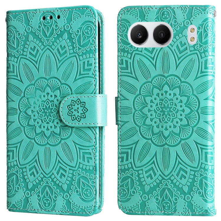 For OnePlus Nord 4 Case Sunflower Imprint Leather Wallet Phone Cover - Green