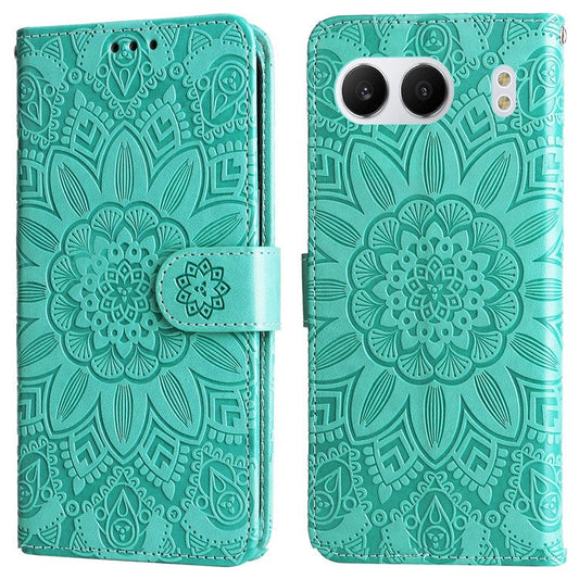 For OnePlus Nord 4 Case Sunflower Imprint Leather Wallet Phone Cover - Green