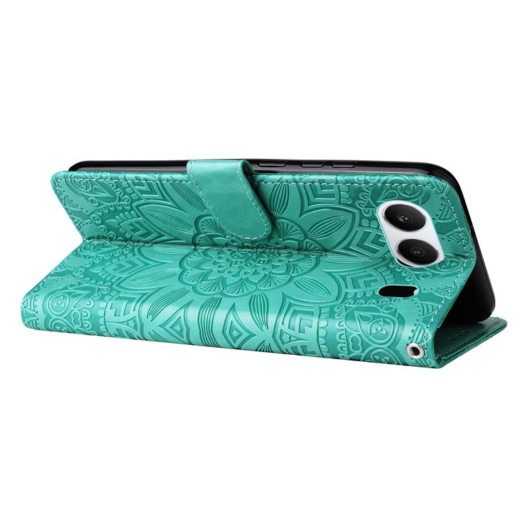 For OnePlus Nord 4 Case Sunflower Imprint Leather Wallet Phone Cover - Green