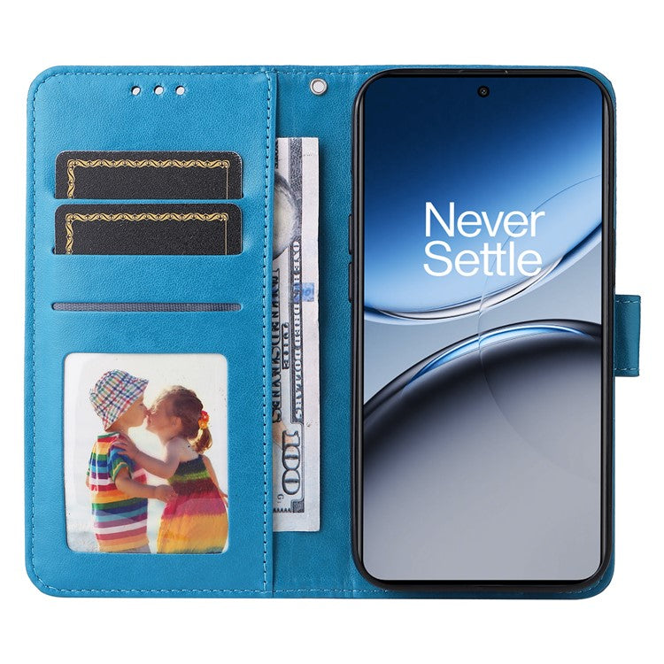 For OnePlus Nord 4 Case Sunflower Imprint Leather Wallet Phone Cover - Blue