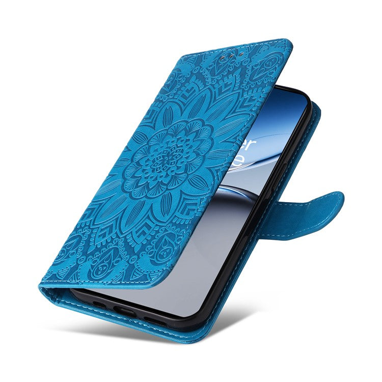 For OnePlus Nord 4 Case Sunflower Imprint Leather Wallet Phone Cover - Blue