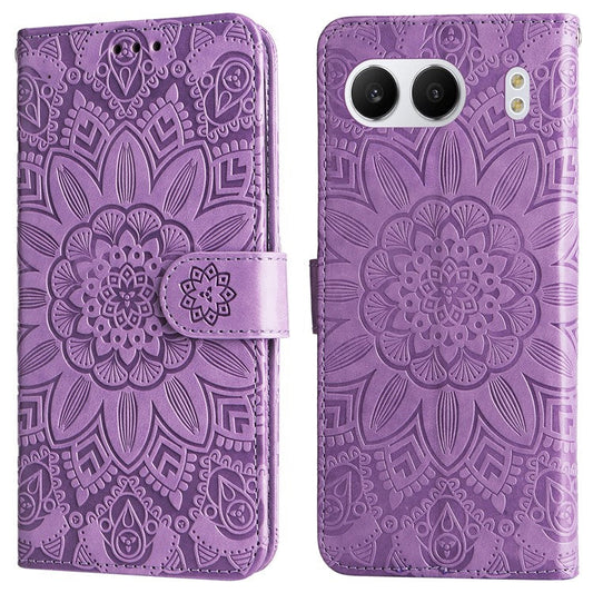 For OnePlus Nord 4 Case Sunflower Imprint Leather Wallet Phone Cover - Purple