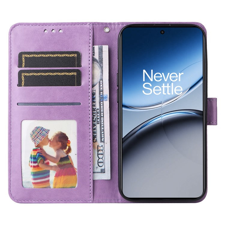 For OnePlus Nord 4 Case Sunflower Imprint Leather Wallet Phone Cover - Purple