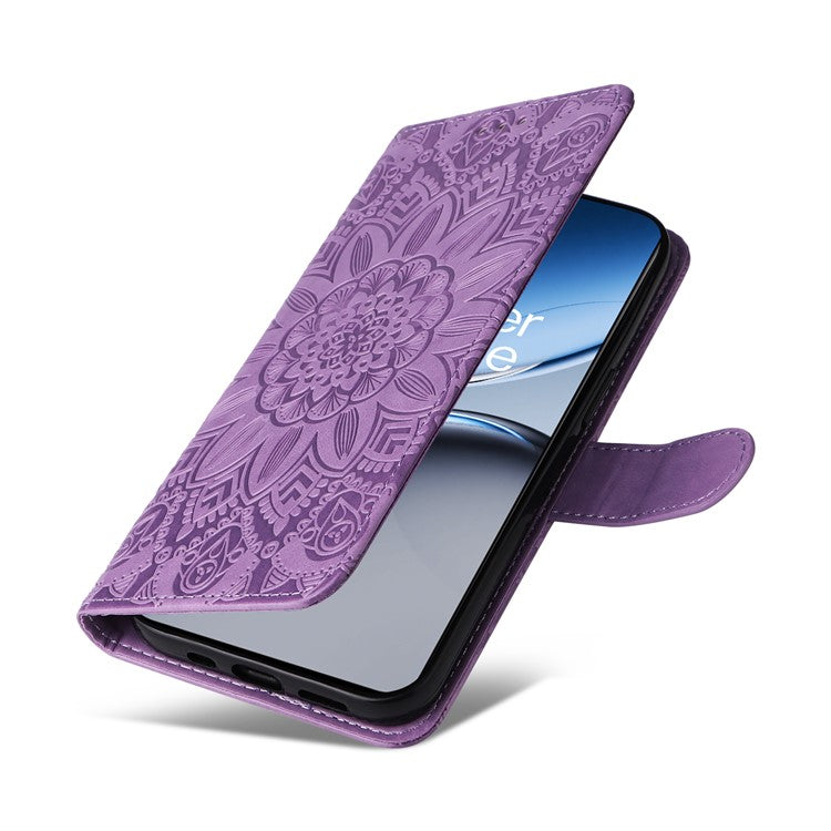 For OnePlus Nord 4 Case Sunflower Imprint Leather Wallet Phone Cover - Purple