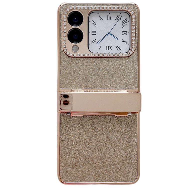 For Huawei nova Flip 5G Case Hinge Protection Rhinestone Glitter PC Phone Cover - Gold