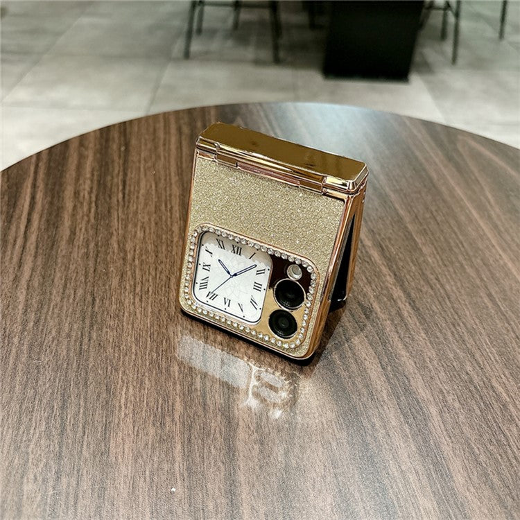 For Huawei nova Flip 5G Case Hinge Protection Rhinestone Glitter PC Phone Cover - Blue