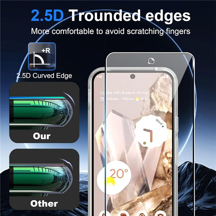 For Google Pixel 9 Pro XL Clear TPU Anti-Scratch Phone Case + 2.5D Arc Edge Screen Protector