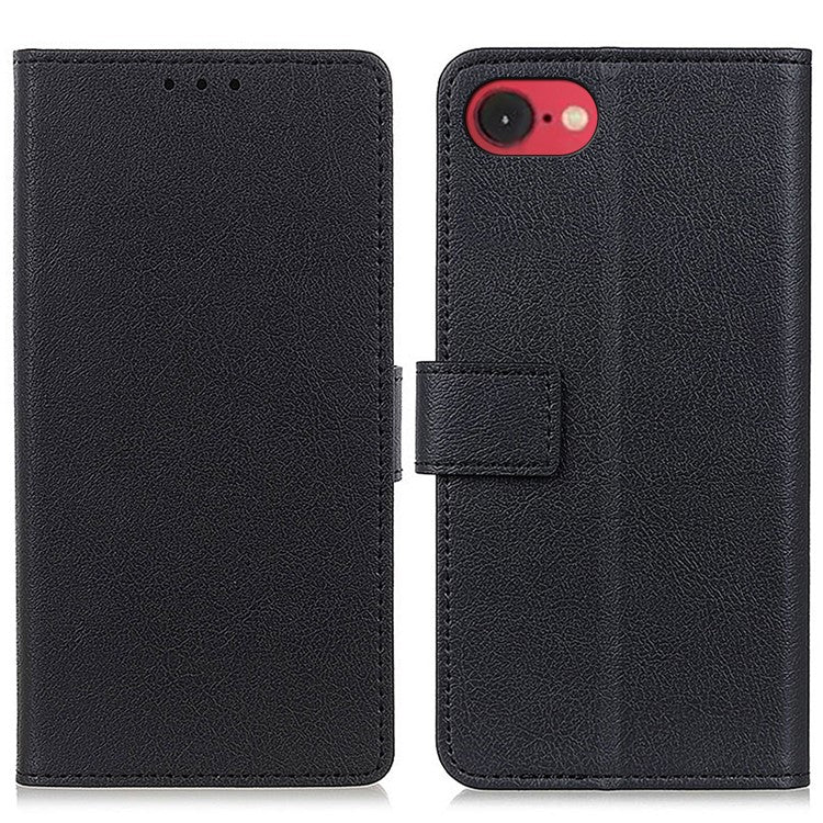 For iPhone 16e Case PU Leather Stand Wallet Phone Cover - Black