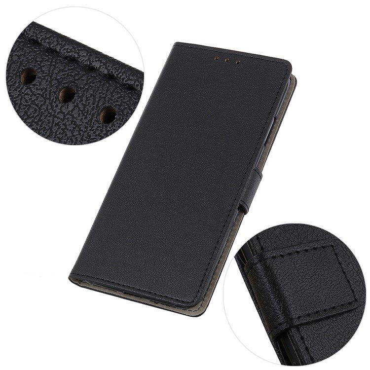 For iPhone 16e Case PU Leather Stand Wallet Phone Cover - Black