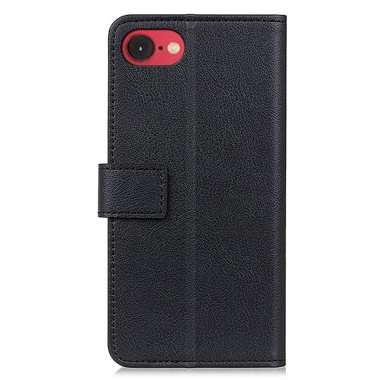 For iPhone 16e Case PU Leather Stand Wallet Phone Cover - Black