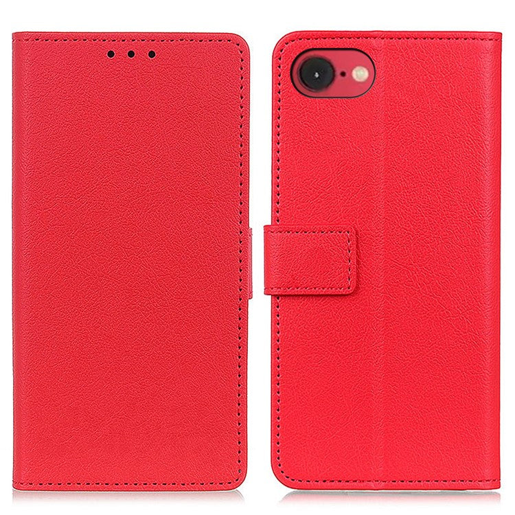 For iPhone 16e Case PU Leather Stand Wallet Phone Cover - Red