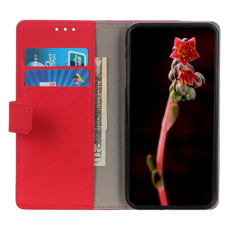 For iPhone 16e Case PU Leather Stand Wallet Phone Cover - Red