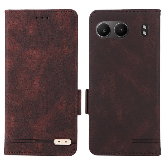 For OnePlus Nord 4 Case Leather Wallet Flip Phone Cover with Hardware Decor - Coffee
