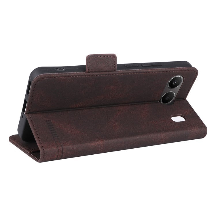 For OnePlus Nord 4 Case Leather Wallet Flip Phone Cover with Hardware Decor - Coffee