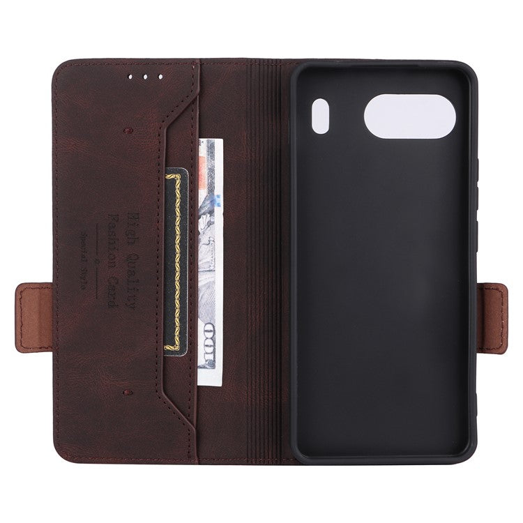 For OnePlus Nord 4 Case Leather Wallet Flip Phone Cover with Hardware Decor - Coffee