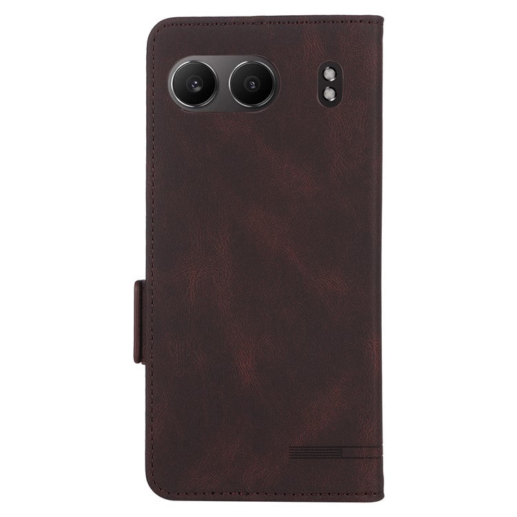 For OnePlus Nord 4 Case Leather Wallet Flip Phone Cover with Hardware Decor - Coffee