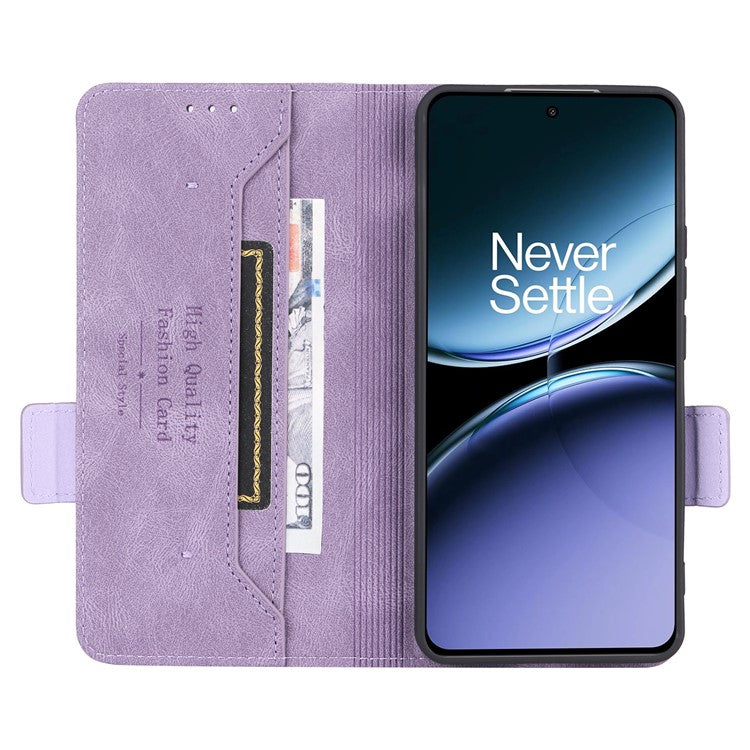 For OnePlus Nord 4 Case Leather Wallet Flip Phone Cover with Hardware Decor - Purple