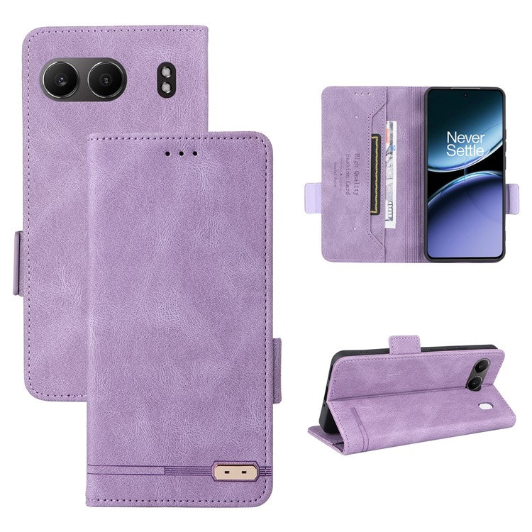 For OnePlus Nord 4 Case Leather Wallet Flip Phone Cover with Hardware Decor - Purple