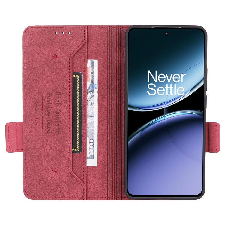 For OnePlus Nord 4 Case Leather Wallet Flip Phone Cover with Hardware Decor - Rose