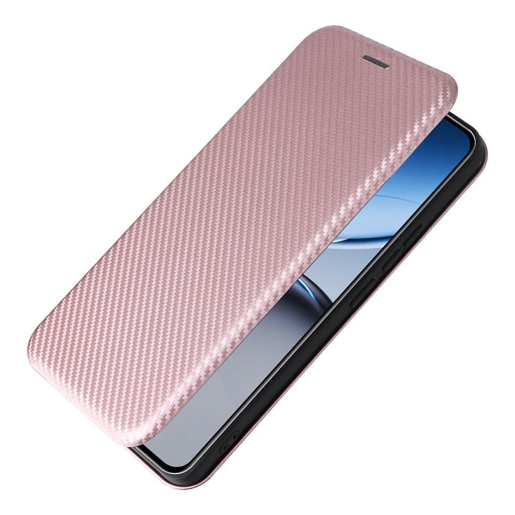For OnePlus Nord 4 Case Carbon Fiber Texture Drop-Proof PU Leather Phone Cover - Rose Gold