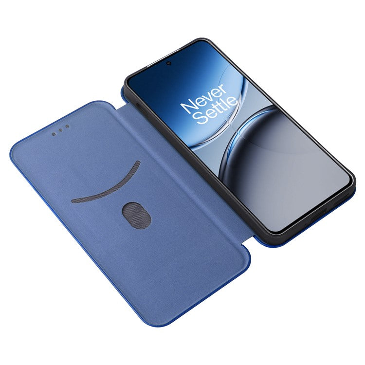 For OnePlus Nord 4 Case Carbon Fiber Texture Drop-Proof PU Leather Phone Cover - Blue