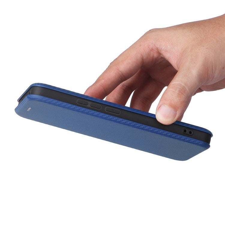 For OnePlus Nord 4 Case Carbon Fiber Texture Drop-Proof PU Leather Phone Cover - Blue