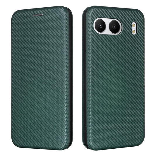 For OnePlus Nord 4 Case Carbon Fiber Texture Drop-Proof PU Leather Phone Cover - Green