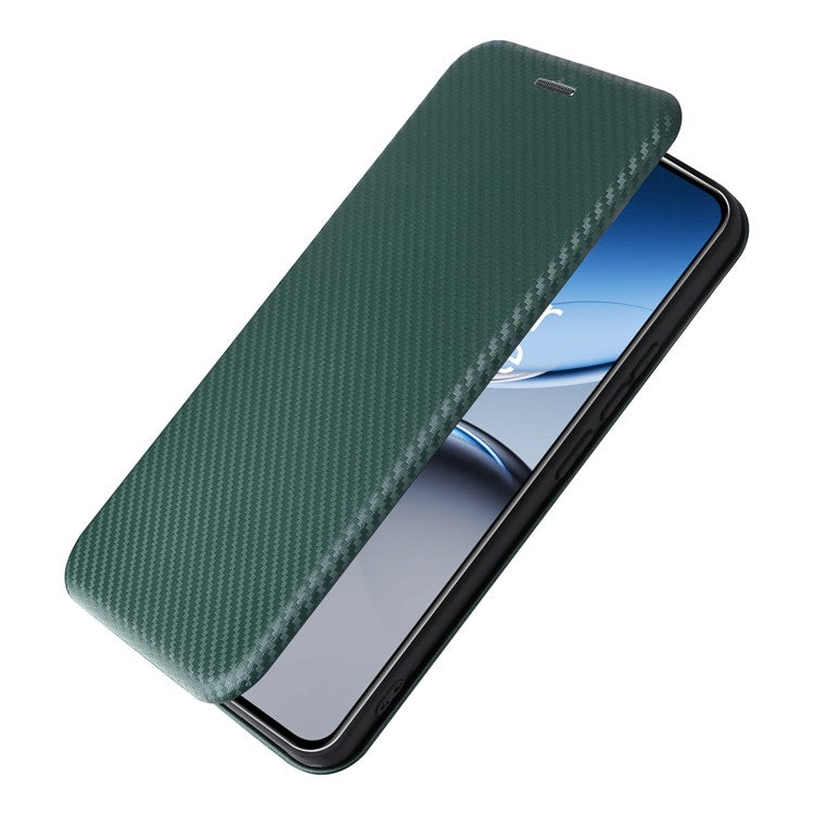 For OnePlus Nord 4 Case Carbon Fiber Texture Drop-Proof PU Leather Phone Cover - Green