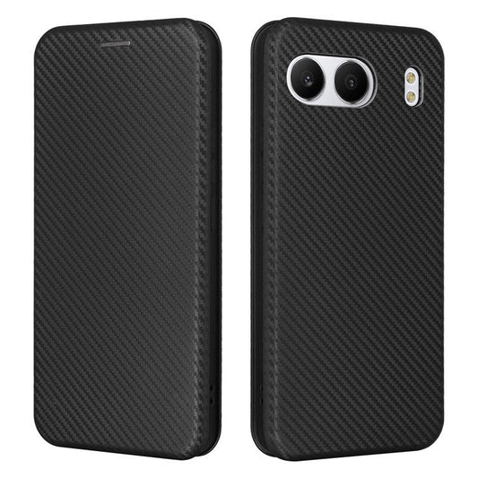 For OnePlus Nord 4 Case Carbon Fiber Texture Drop-Proof PU Leather Phone Cover - Black