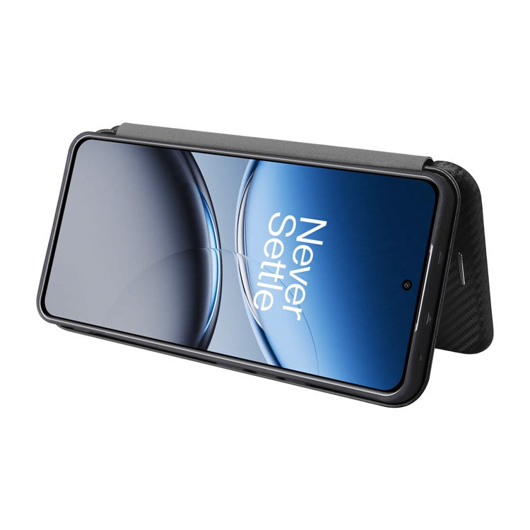 For OnePlus Nord 4 Case Carbon Fiber Texture Drop-Proof PU Leather Phone Cover - Black