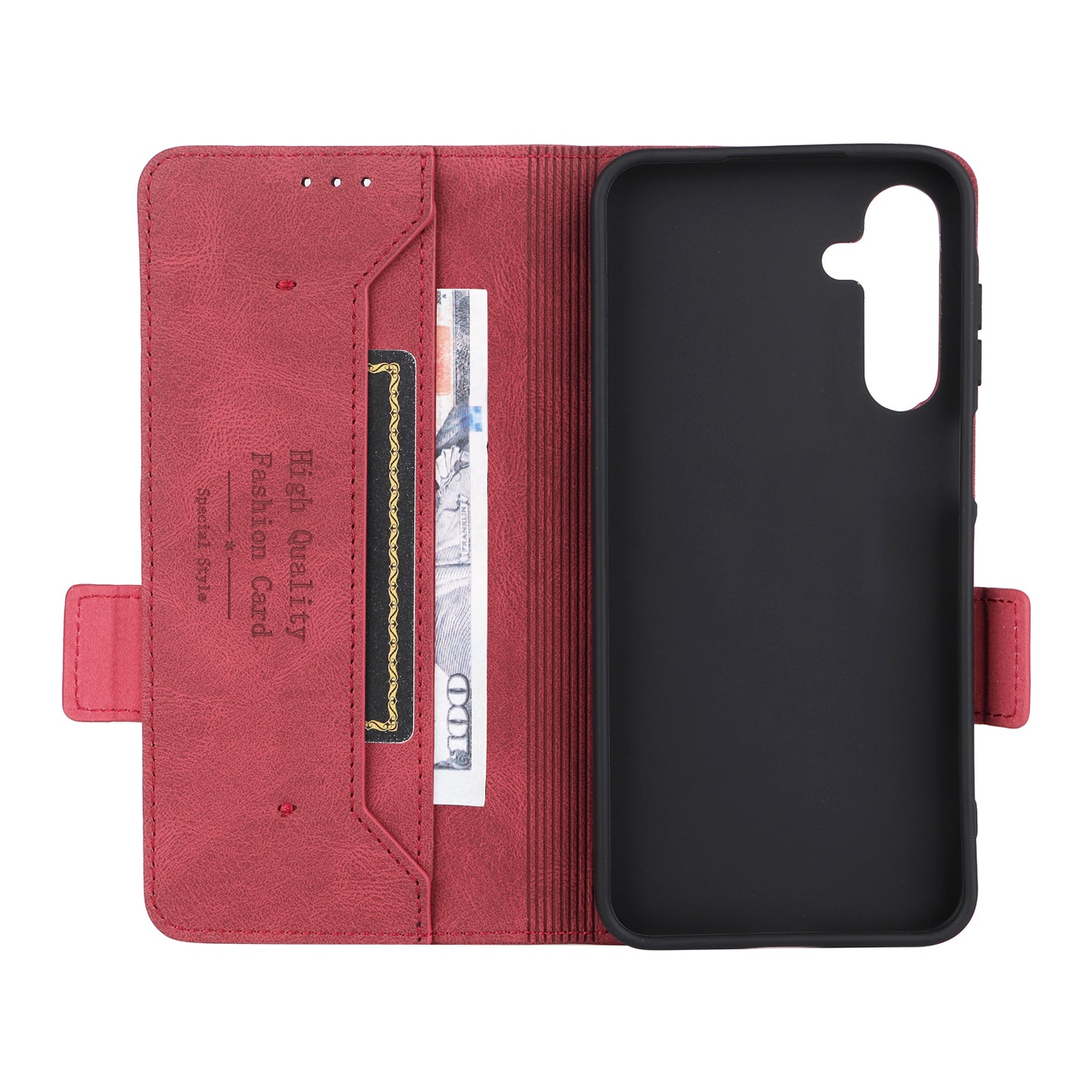 For Samsung Galaxy A16 5G / A16 4G Case Leather Wallet Flip Phone Cover with Hardware Decor - Rose