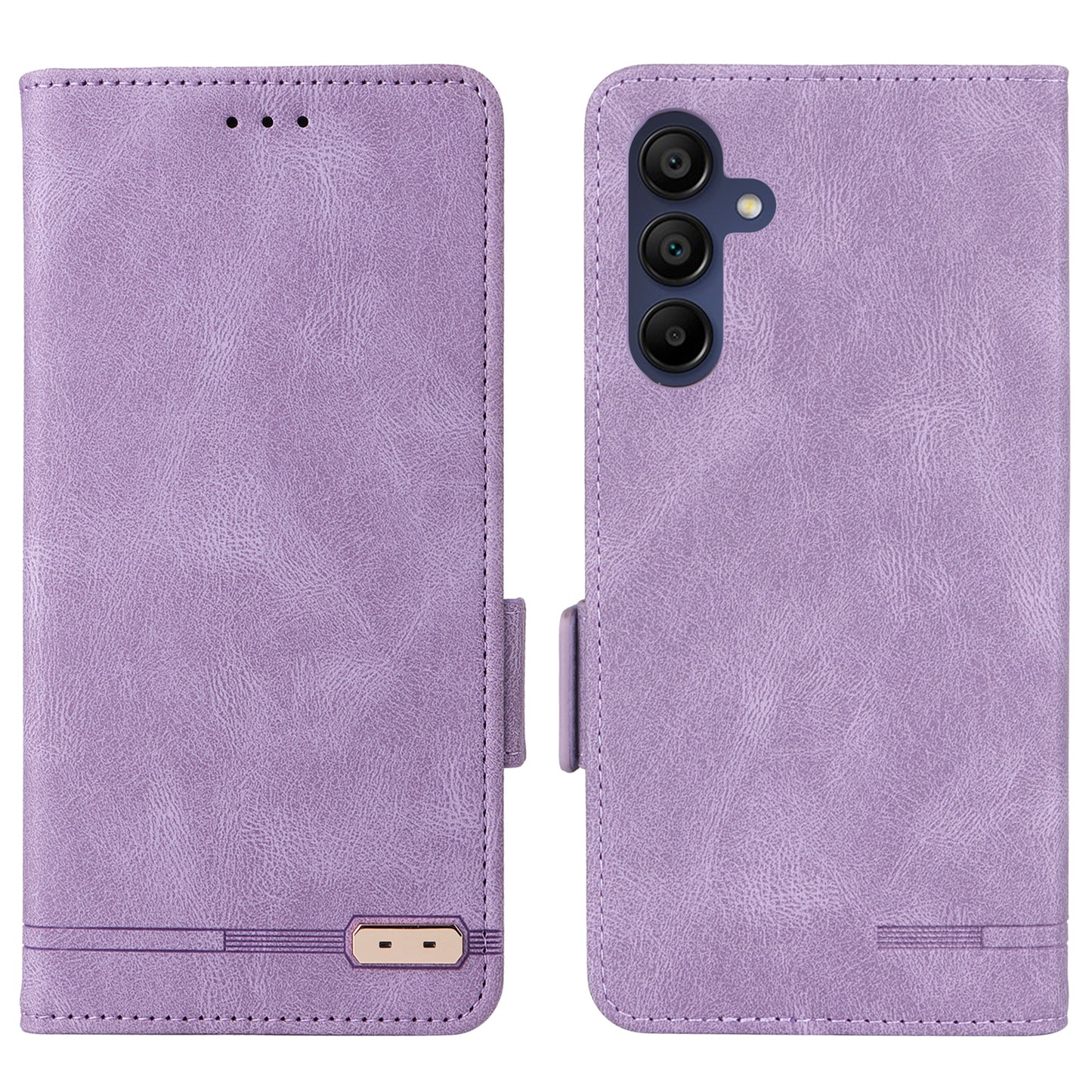 For Samsung Galaxy A16 5G / A16 4G Case Leather Wallet Flip Phone Cover with Hardware Decor - Purple
