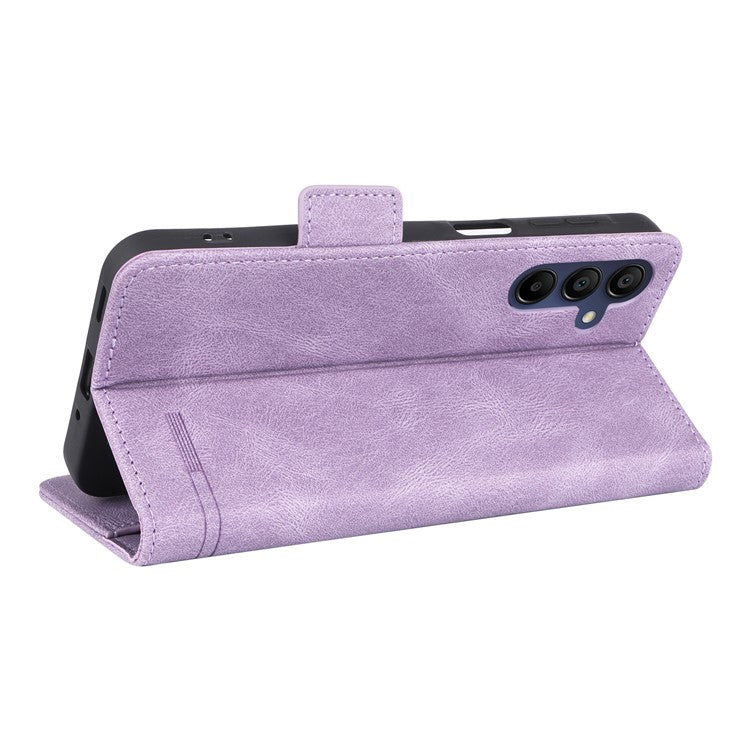 For Samsung Galaxy A16 5G Case Leather Wallet Flip Phone Cover with Hardware Decor - Purple