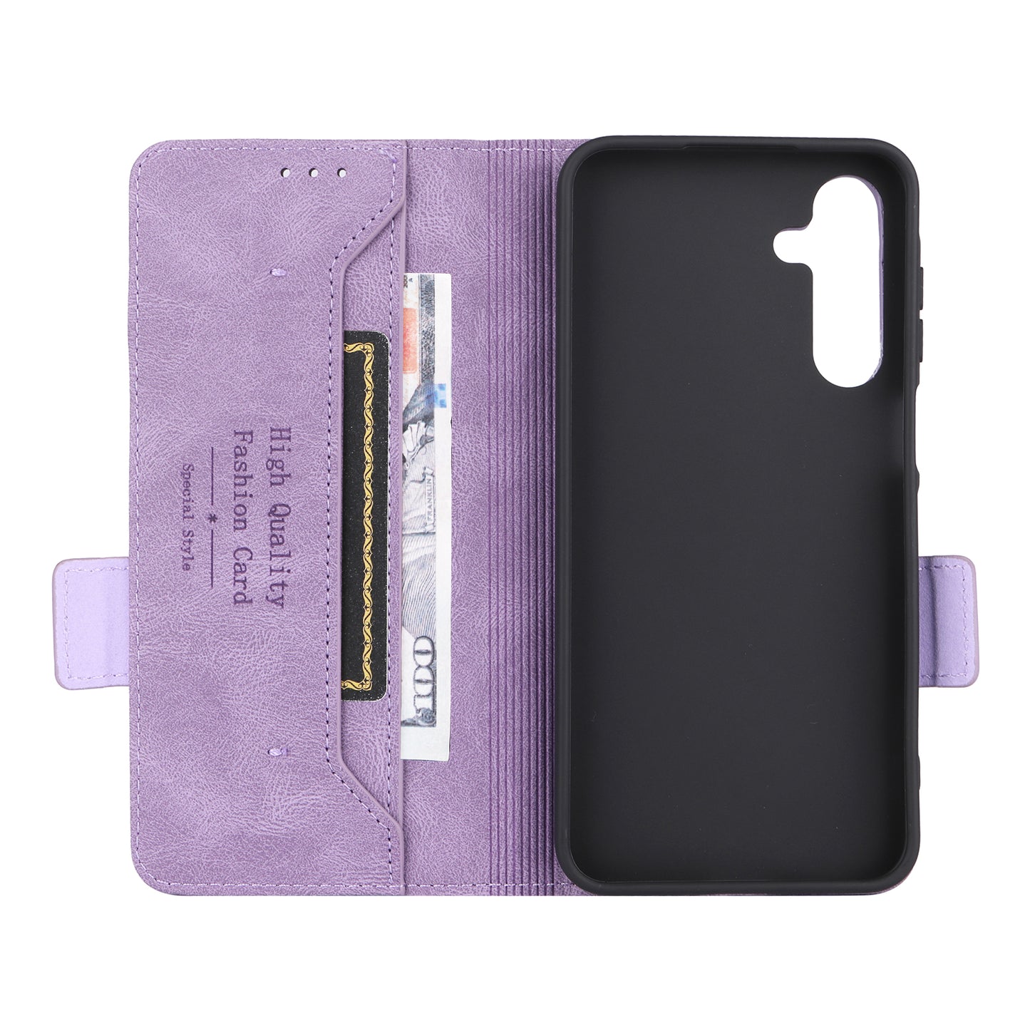 For Samsung Galaxy A16 5G / A16 4G Case Leather Wallet Flip Phone Cover with Hardware Decor - Purple