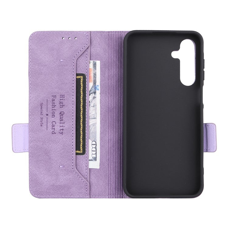 For Samsung Galaxy A16 5G Case Leather Wallet Flip Phone Cover with Hardware Decor - Purple