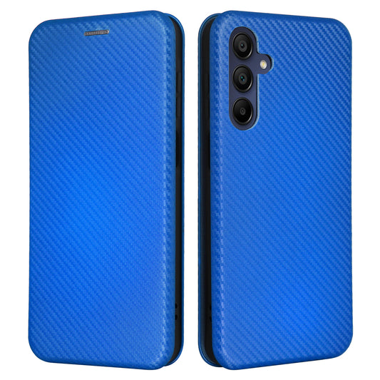 For Samsung Galaxy A16 5G / A16 4G Case Carbon Fiber Texture Drop-Proof PU Leather Phone Cover - Blue